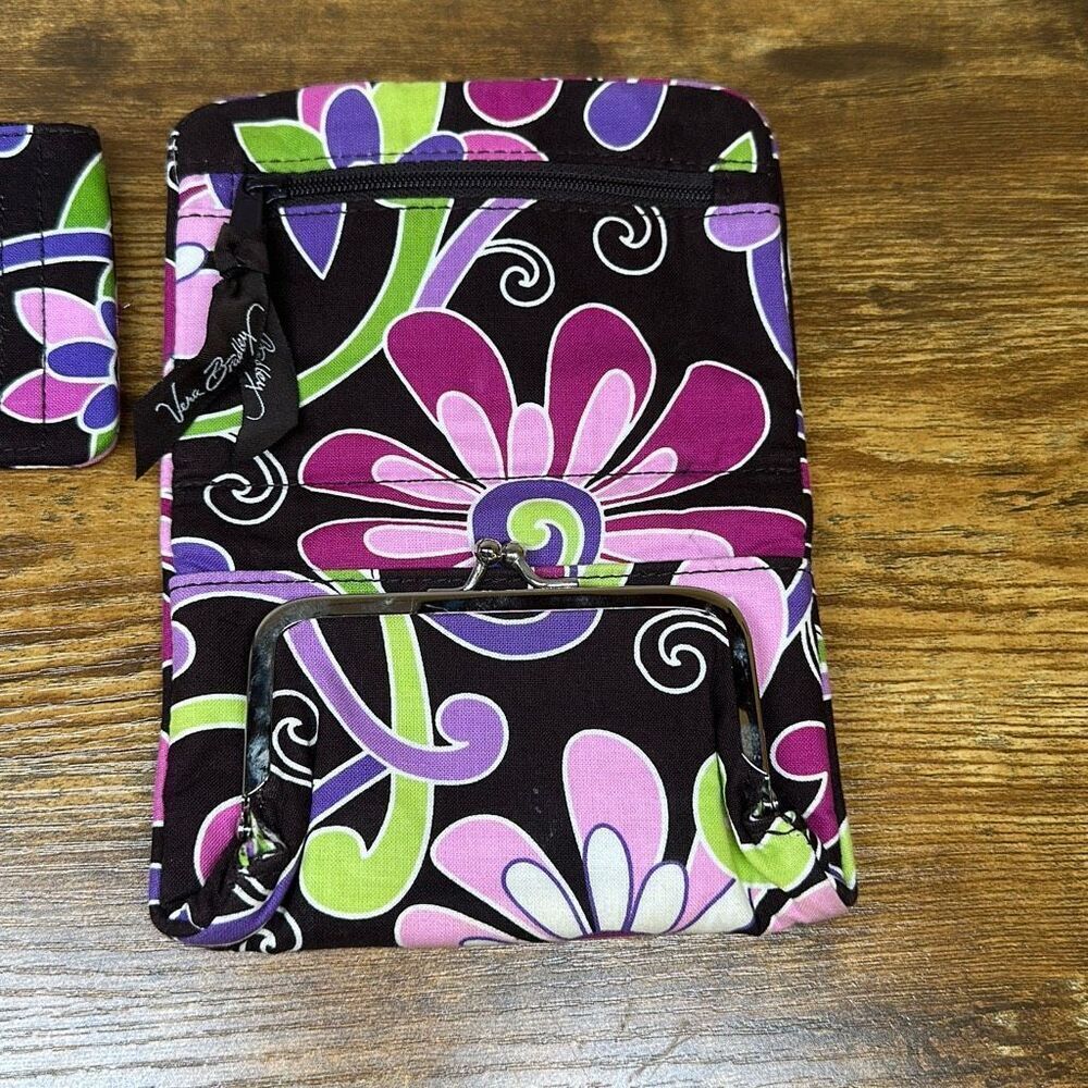 Vera Bradley Purple Punch‎ Compact Taxi Wallet and Matching Coin Purse - Picture 2 of 9